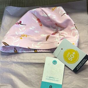 UPF 50+ Pink Swim Cap for Kids